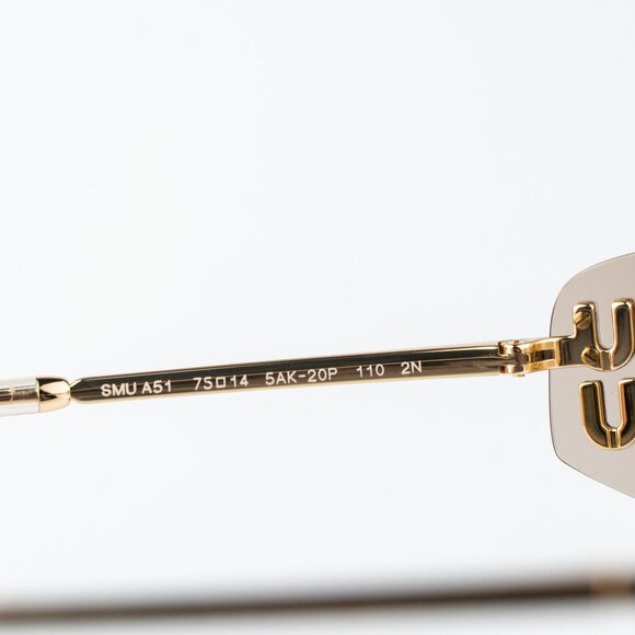 Miu Miu Women Sunglasses Gold Mirror Gradient Rectangle Rimless MUA51S 5AK20P main image 5